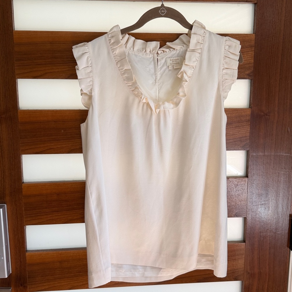 Kate Spade Cream Ruffled Silk Blouse